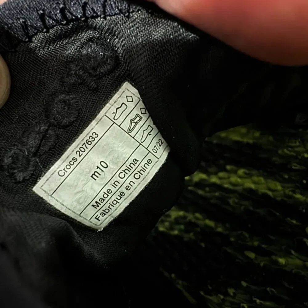 Crocs Shoes Mens Sz 10 Marbled Black Yellow LiteRide 360‎ Pacer Outdoor Vacation